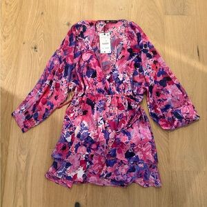 Zara Pink and Purple Floral Mini Dress